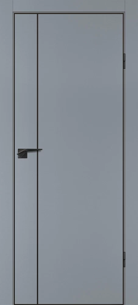 Фото Межкомнатная дверь P-21  черный молдинг PET,  кромка ABS черная c 4-х ст. Серый матовый
