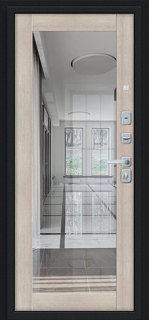 Входная дверь Флэш МФ/BChrome Букле черное/Cappuccino Melinga BR6198 внутренняя сторона