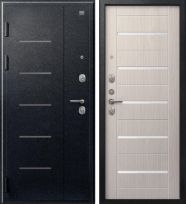 Дверь V-05 Черный муар - Лиственница светлая